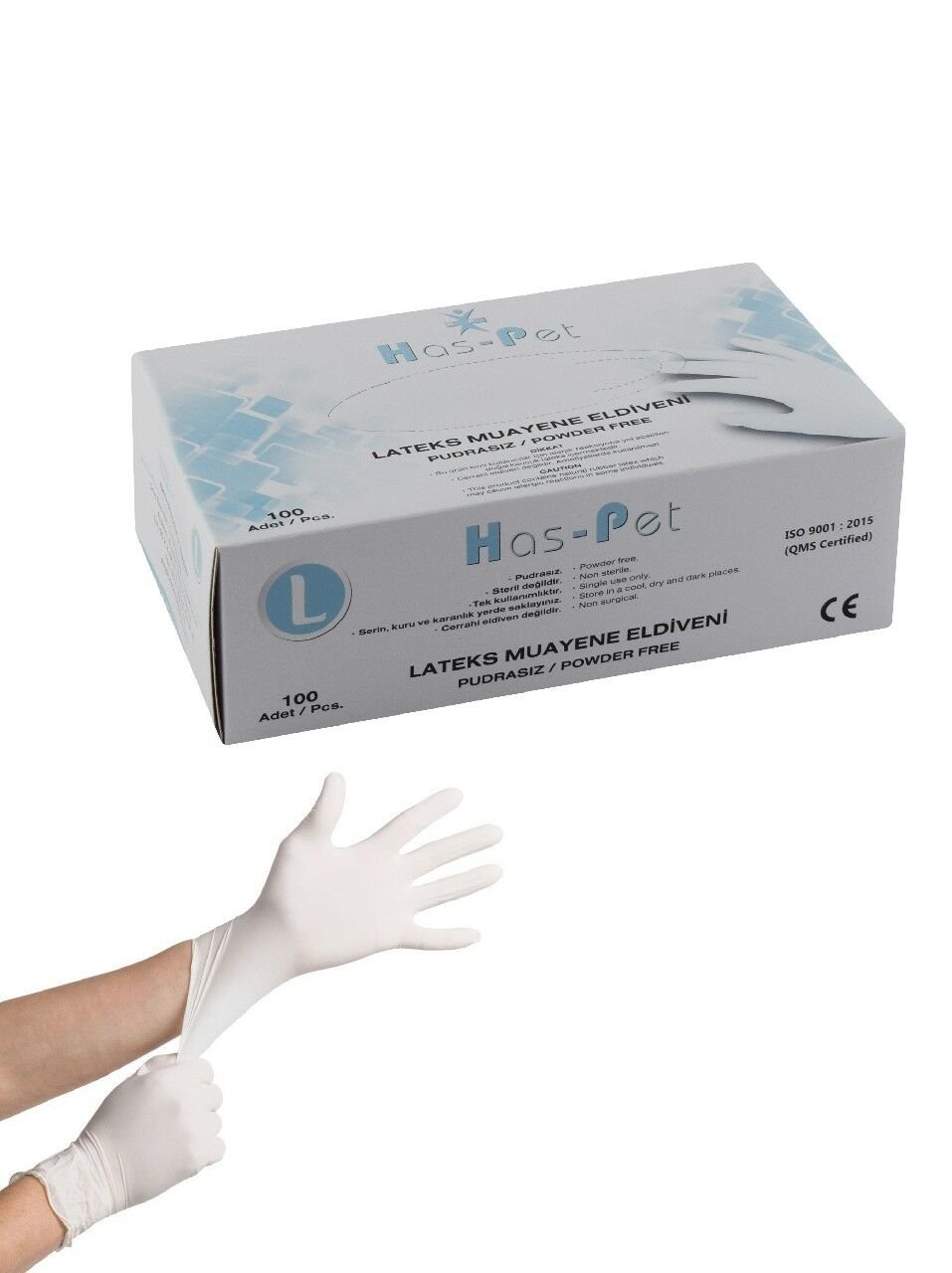 HAS-PET LATEKS MUAYENE ELDİVENİ PUDRASIZ L BEYAZ