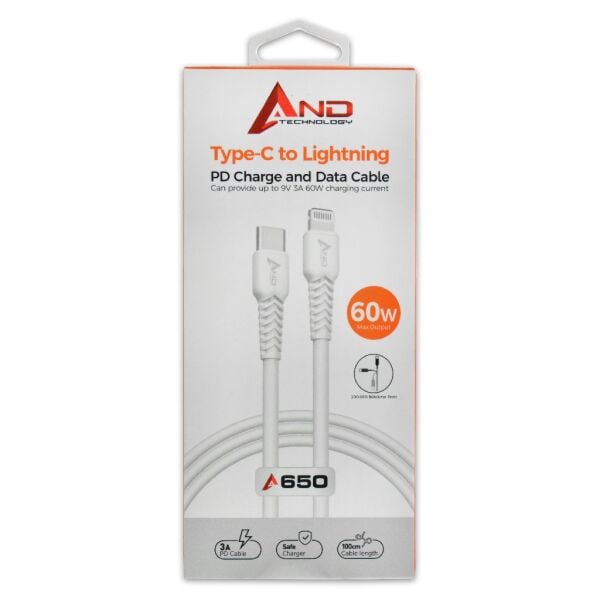 AND TYPE-C TO LİGHTNİNG PD KABLO 60W AND-A650