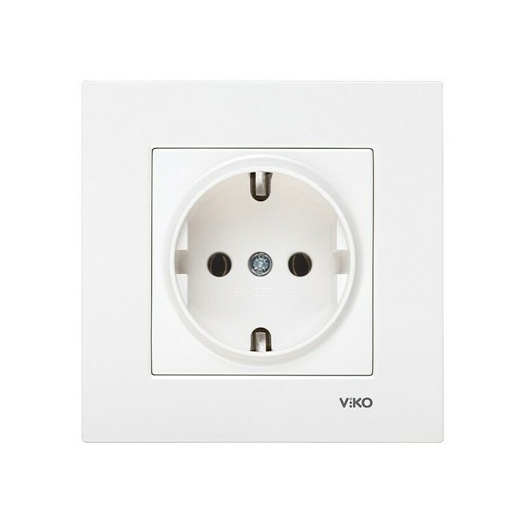 VİKO KARRE BEYAZ TOPRAKLI PRİZ VK-90960708