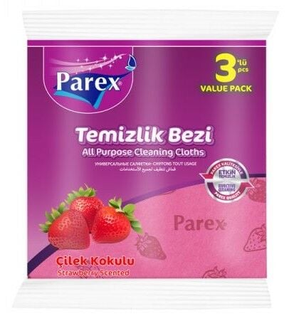 PAREX TEMİZLİK BEZİ 3LÜ ÇİLEK KOKULU