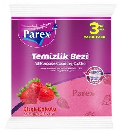 PAREX TEMİZLİK BEZİ 3LÜ ÇİLEK KOKULU