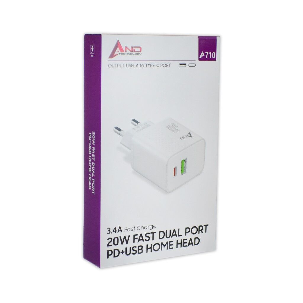 AND ÇİFTLİ USB PD KAFA HIZLI ŞARJ BAŞLIK 20W 3,4A AND-710