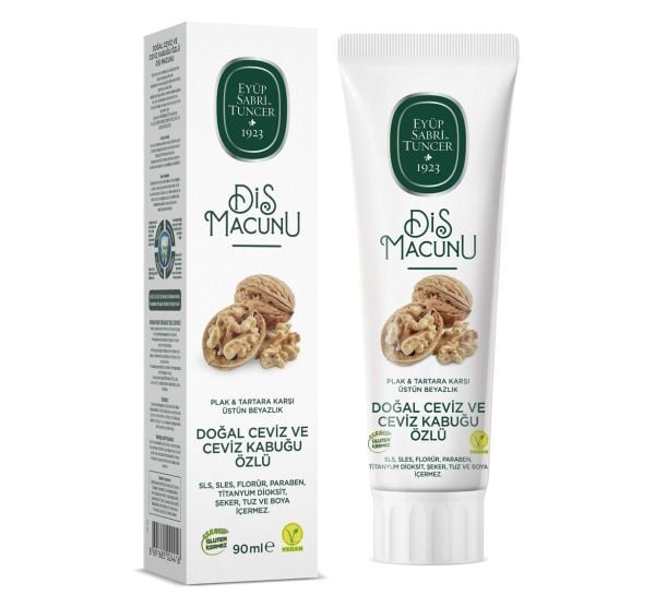 E.SABRİ TUNCER 90ML DOĞAL CEVİZ&CEVİZ KABUĞU ÖZLÜ DİŞ MACUNU