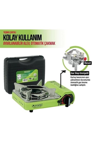 ORCAMP PORTATİF MİNİ OCAK TEKLİ ÇANTALI YEŞİL CK-506