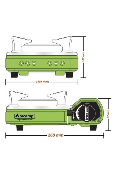 ORCAMP PORTATİF MİNİ OCAK TEKLİ ÇANTALI YEŞİL CK-506