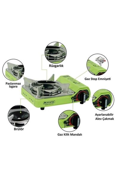 ORCAMP PORTATİF MİNİ OCAK TEKLİ ÇANTALI YEŞİL CK-506