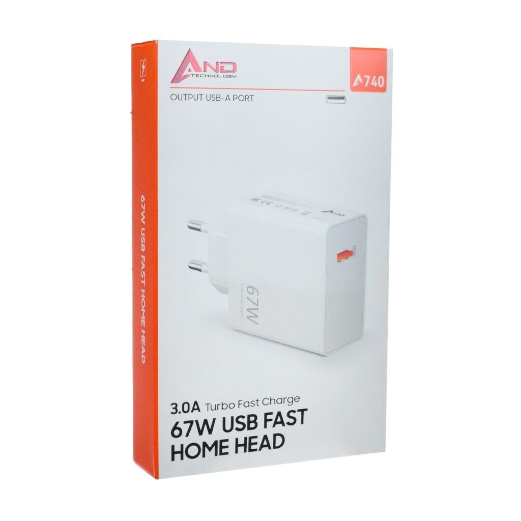 AND USB BAŞLIKLI HIZLI ŞARJ 67W 3,0 A AND-740