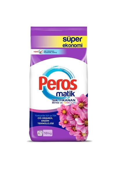 PEROS MATİK 10 KG RENKLİ BEYAZ YILDIZ ÇİÇEĞİ