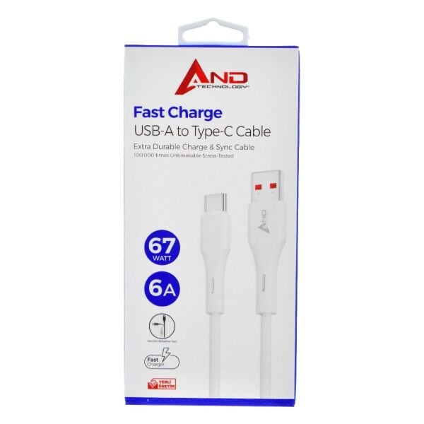 AND 67 WATT 6A HIZLI TYPE-C USB KABLO AND-A610