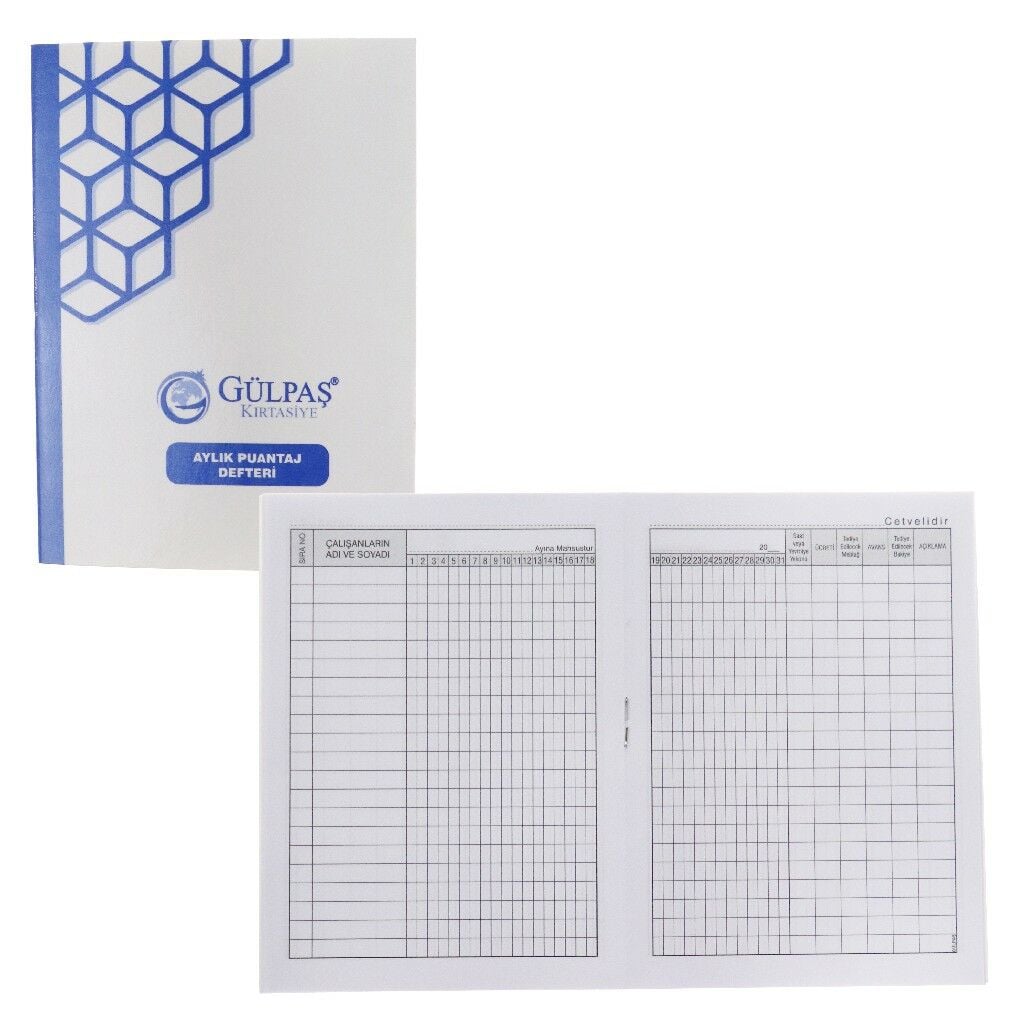 GÜLPAŞ 10x14 AYLIK PUANTAJ DEFTERİ KÜÇÜK 127