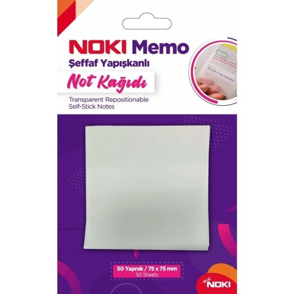 NOKİ MEMO 75*75 ŞEFFAF YAPIŞKANLI NOT KAĞIDI 50 YP 12300