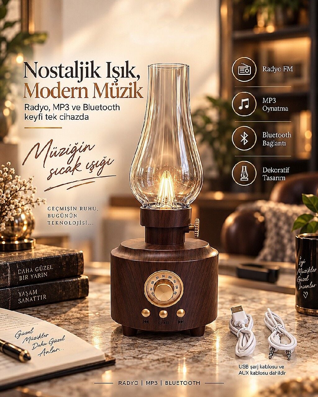 YAGE NOSTALJİK GECE LAMBALI RADYO YG-891