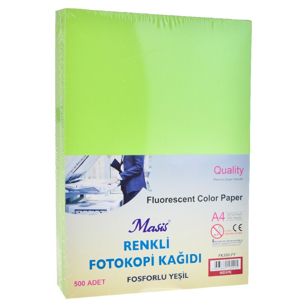 MASİS RENKLİ FOTOKOPİ KAĞIDI 500 LÜ FOSFORLU YEŞİL FK500-FY