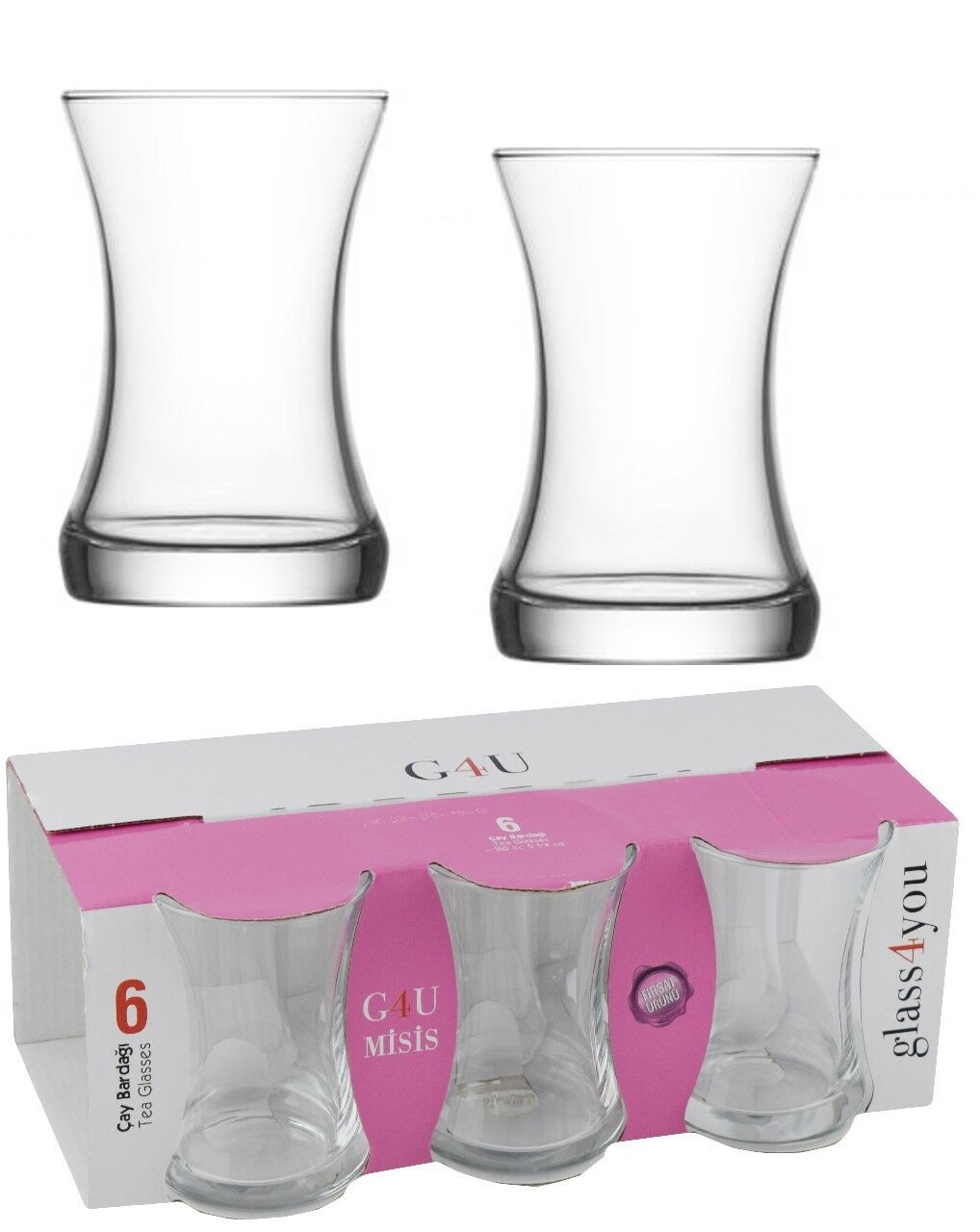 42461 G4U 6 LI PEMBE MİSİS ÇAY BARDAĞI