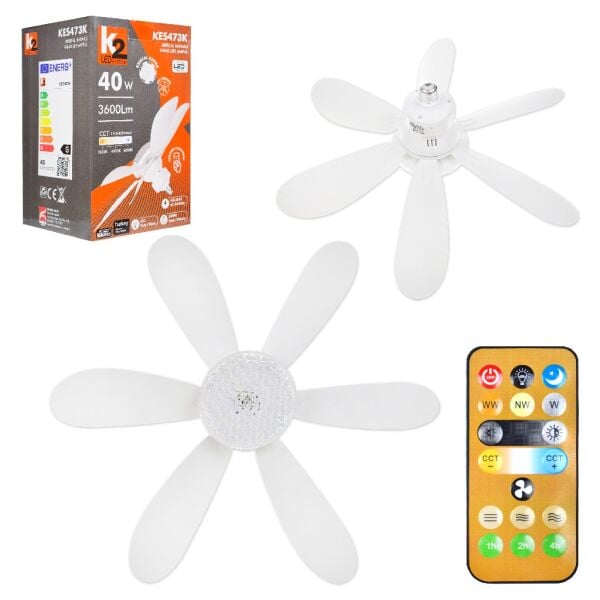 K2 KRİSTAL KAPAKLI FANLI LED AMPUL KES473K