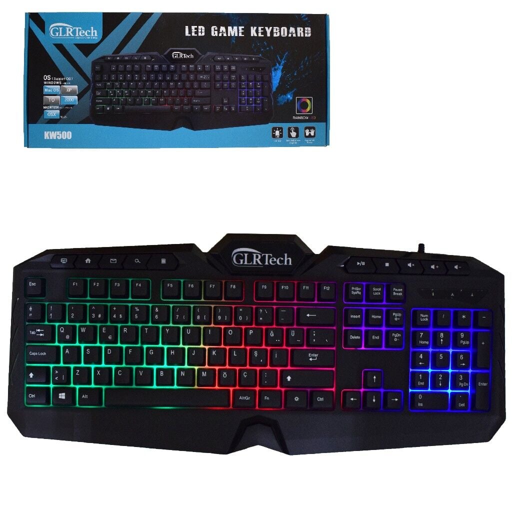 GLRTECH RAİNBOW IŞIKLI OYUNCU KLAVYESİ KW500