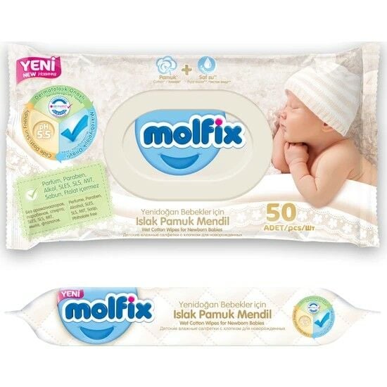 MOLFİX ISLAK HAVLU İZOTONİK YENİDOĞAN 50 Lİ