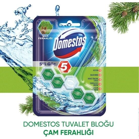 DOMESTOS WC BLOK 5 Lİ GÜÇ ÇAM FERAHLIĞI 50 GR