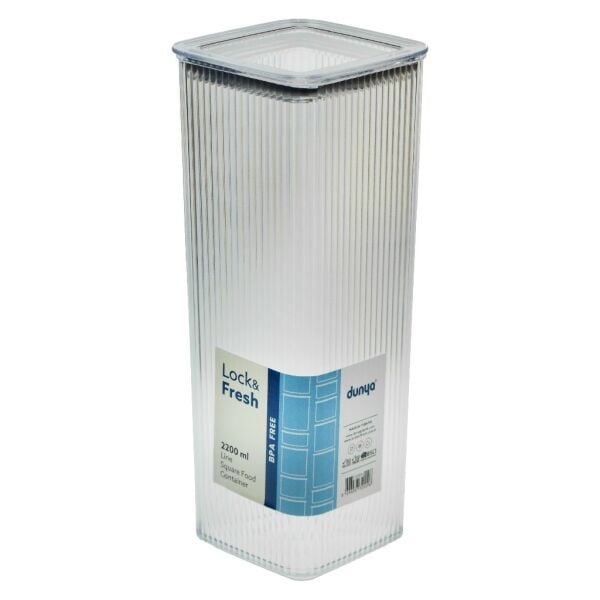 DÜNYA PLS ÇİZGİ DESENLİ KARE SAKLAMA KABI 2200ML 32009