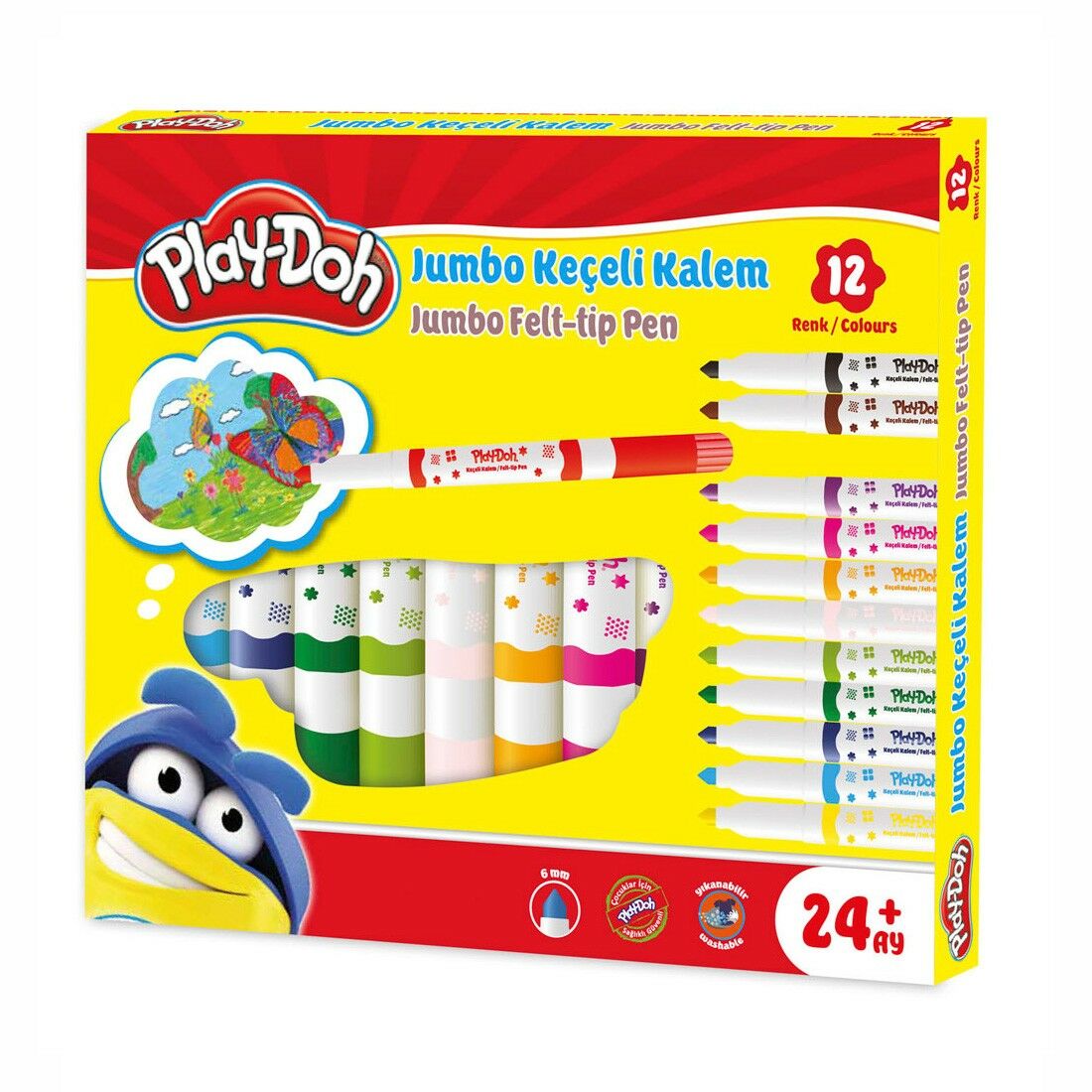BU-BU PLAY-DOH JUMBO KEÇELİ KALEM 6MM 12Lİ KE020