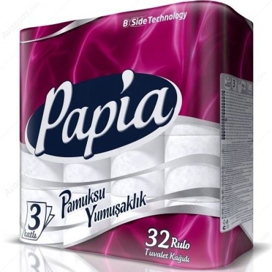 PAPİA 32 Lİ TUVALET KAĞIDI 3 KATLI PAMUKSU YUMUŞAKLIK