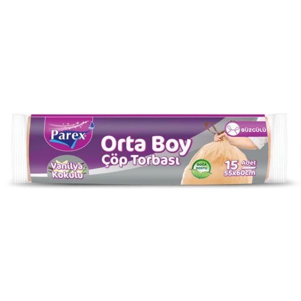 PAREX BÜZGÜLÜ ÇÖP TORBASI ORTA VANİLYA 15 AD (55X60)